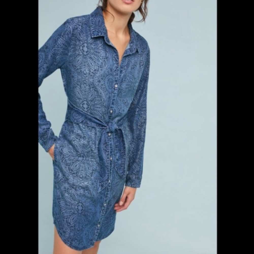 Cloth & Stone Denim Chambray Dress By Anthro